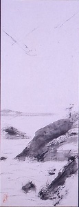 水墨真鶴風景図