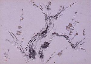 水墨金彩梅花図