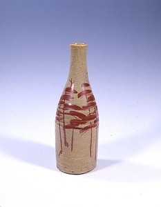 赤絵松原図花器