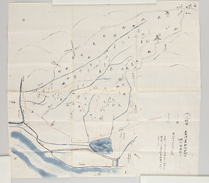 大山崎荘田畑山地等隣村境略絵図