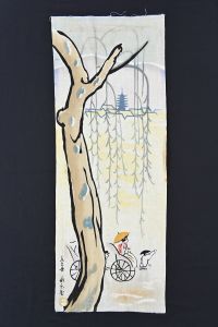 手ぬぐい「柳と人力車」