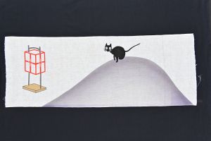 手ぬぐい「行灯と猫」