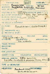 岩田久二雄フィールドノート