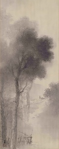 郊村晩野図