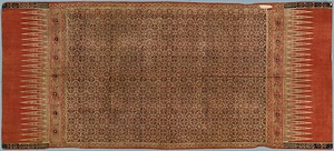 赤地円形花唐草文様更紗腰衣