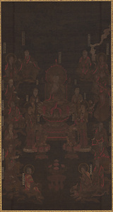 釈迦三尊二比丘十六羅漢図