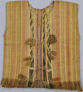 縞織地幾何学文様経絣ベスト