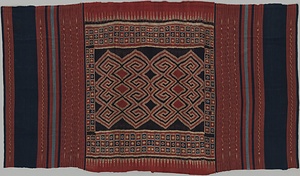 茶地幾何学文様経絣壁掛