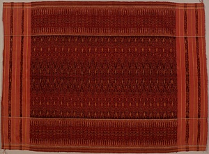 赤地花幾何学文様緯絣肩掛