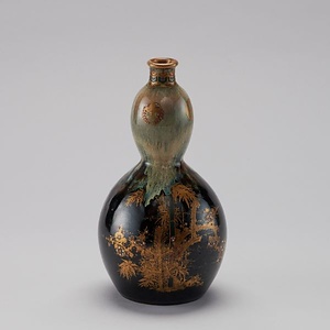 紫釉金襴手瓢形花器