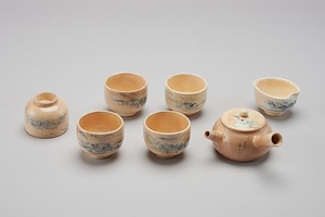 白薩摩呉須手山水画茶器