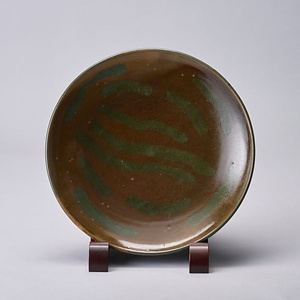 褐釉ソバ釉文皿