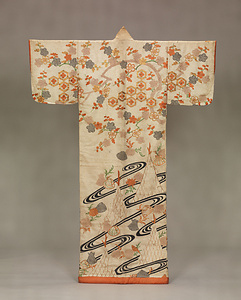 梅樹網干海松貝模様小袖