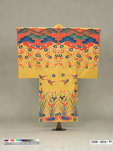 松桜杜若模様紅型衣裳