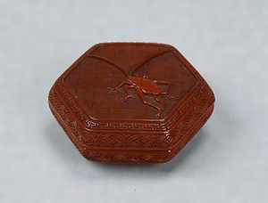 松虫文堆朱香合