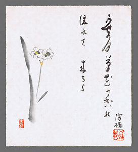 俳句俳画色紙「かせの月」