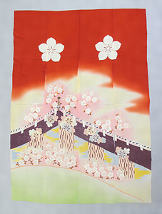 友禅染幔幕に桜文花嫁暖簾