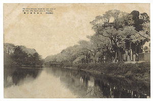 絵葉書「（高岡名所）公園外濠の桜」