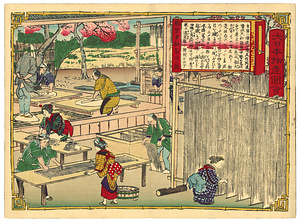 3代歌川広重画《大日本物産図会　能登素麺製造ノ図》