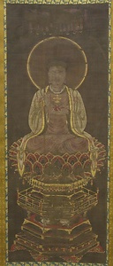 絹本著色十字架捧持マニ像　一幅