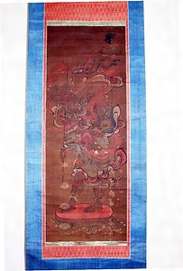 絹本着色風天図