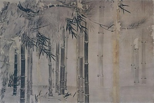 紙本墨画松竹図屏風　長谷川等伯筆