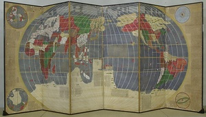 紙本著色坤輿万国全図屏風