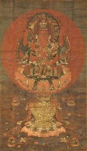 絹本著色　愛染明王像