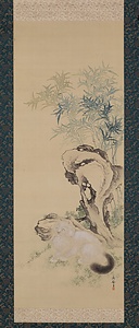 竹石白猫図