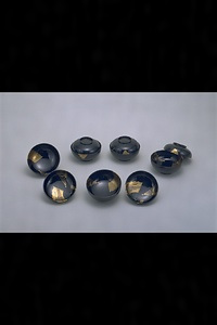 真黒塗扇画蒔絵煮物椀(20客）