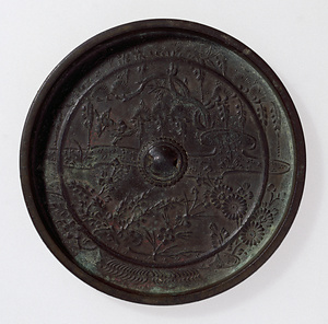 洲浜松藤秋草双鳥鏡