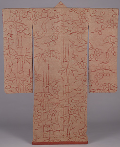 紅地松竹梅文様鹿子紋振袖