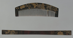 四季草花蒔絵鼈甲櫛・笄