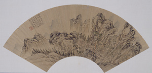 扇面山水図