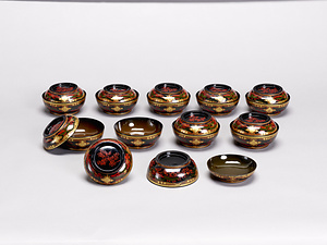 松竹梅漆絵箔絵菓子椀