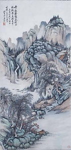 着色山水図