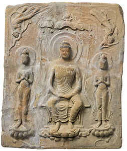 壺坂寺出土 方形三尊磚仏