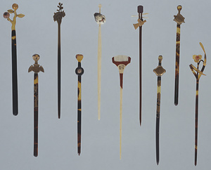 福良雀蒔絵鼈甲簪