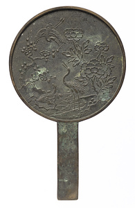 牡丹梅樹鶴亀柄鏡 元光政