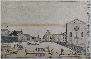 浮絵紅毛フランカイノ湊万里鐘響図