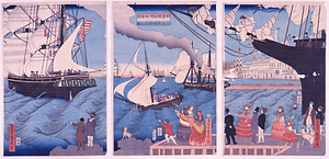 亜墨利加州迦爾波尓尼亜港出帆之図