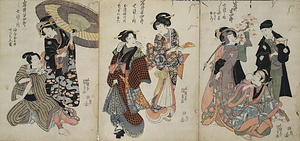 岩井半四郎七役之内　油屋おそめ　でつち久松　妙昌　おさく　おみつ　お染姉竹川　土手のお六　五代目岩井半四郎