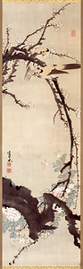 白梅薔薇黄鳥図
