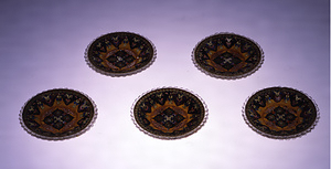 プレスガラス胎七宝花文ガラス皿　