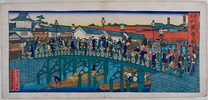 浪花東堀 高麗はし 鉄橋之図