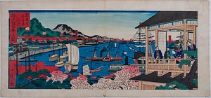 新福原万年楼三階 神戸海岸之図