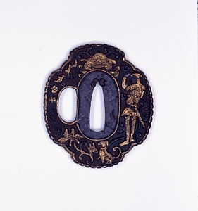 南蛮人洋犬鳳凰図鐔