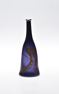 蒔絵山水文紫色鶴首ガラス徳利
