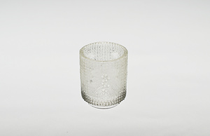 プレス篩目に葡萄文ガラス小コップ