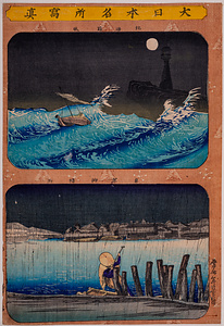 大日本名所写真 北海難風・東京柳橋雨